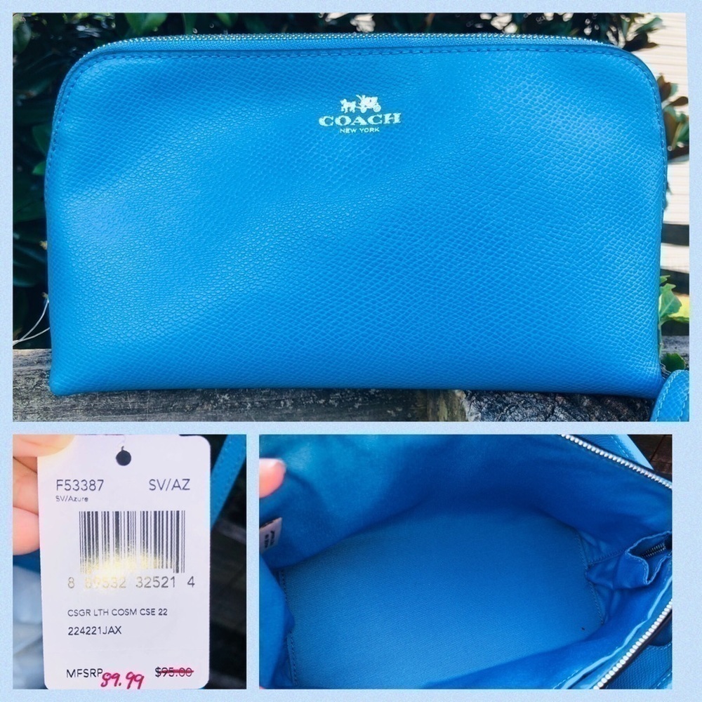🦋Coach Azure Blue Tote Wallet Scarf Cosmetic Set - Picture 8 of 8